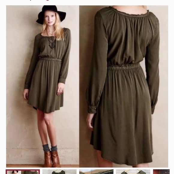 Anthropologie Dresses & Skirts - Holding horses olive green dress